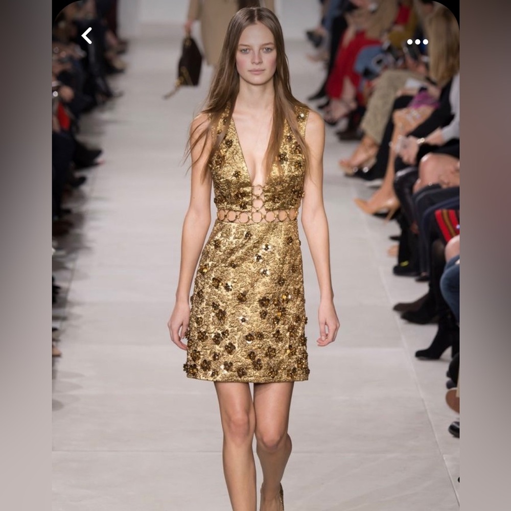 ISO Michael Kors Gold Mini Dress from Fall 2016 collection